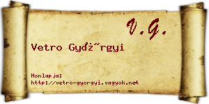 Vetro Györgyi névjegykártya